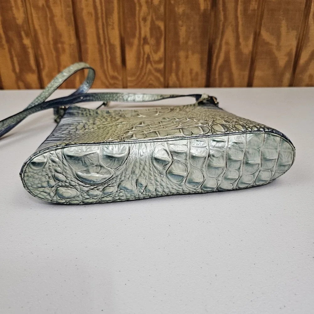 Brahmin Katie Arctic Blue Ombre Croc Melbourne Crossbody Bag Purse w/ Dustbag